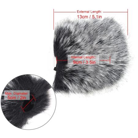 กลางแจ้งขนาดกลางไมโครโฟน Furry กระจกบังลมหน้ารถ Muff สำหรับ SHENGGU SG-108 อื่นๆ 9*5 เซนติเมตร/ 3.5 * 2in (กว้าง * D) ไมโครโฟน - นานาชาติ