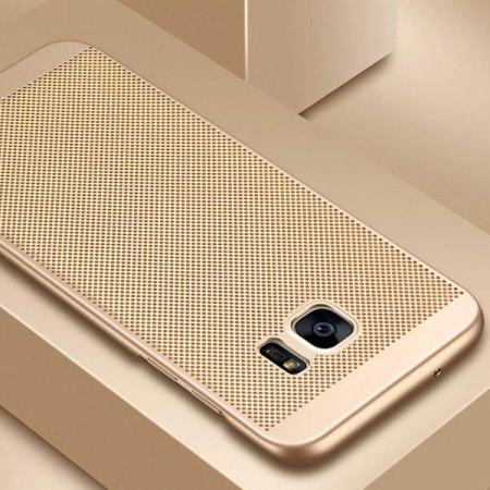 ตาข่าย Dissipating ความร้อนลายนิ้วมือทนยากพีซีแบบกันกระแทกสำหรับ Samsung Galaxy S7 ขอบทอง - นานาชาติ