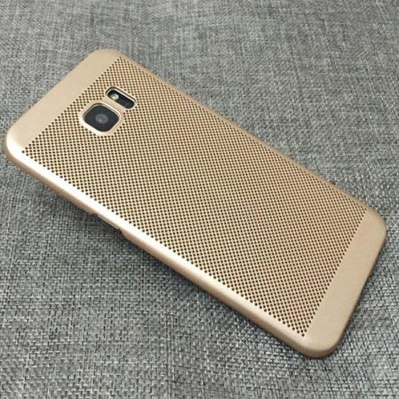 ตาข่าย Dissipating ความร้อนลายนิ้วมือทนยากพีซีแบบกันกระแทกสำหรับ Samsung Galaxy S7 ขอบทอง - นานาชาติ
