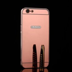 Metal Frame Mirror Back Cover Case For Oppo A57 (Rose Gold)