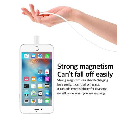 สายชาร์จชนิดหัวแม่เหล็กดูด Micro USB สำหรับโทรศัพท์ Android /สีขาว พร้อมหัวชาร์จ