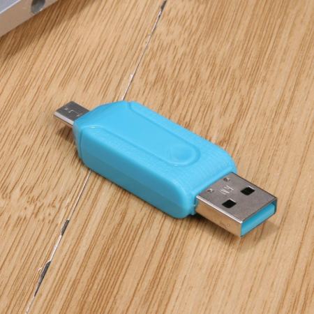 MINI TF/การ์ดรีดเดอร์ SD พร้อม USB/Micro USB พอร์ต OTG ฟังก์ชั่นสำหรับสมาร์ทโฟน (สีฟ้า) - INTL