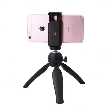Mini Tripod with Holder Mount for Cell Phone, Action Camera (Black) 