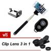 Monopod Selfie - สีดำ + AB Shutter3 - สีดำ (แถมฟรี Lens 3in1 - สีดำ PRICE:199)