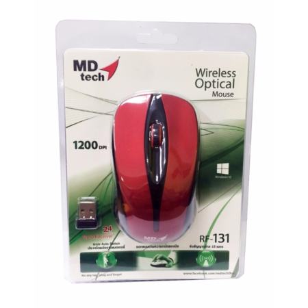 Mouse Wireless เม้าส์ไร้สาย MD-TECH RF-131 (สีแดง)