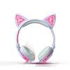 ใหม่การ์ตูนแมวหูหูฟังพับได้กระพริบเปล่งปลั่งหูฟังหูฟังเกมกับไฟ LED สำหรับคอมพิวเตอร์พีซีโทรศัพท์มือถือแล็ปท็อป - สีชมพู - INTL