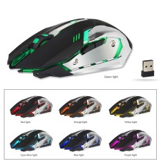 Niceeshop 2.4 กรัมเมาส์สำหรับเล่นเกมไร้สาย Niceeshop (tm) 2400 จุดต่อนิ้วปรับได้ตามหลักสรีรศาสตร์เกมคอมพิวเตอร์เม้าส์ไร้สายเม้าส์ 7 สีแสงไฟ - นานาชาติ