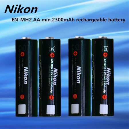 Nikon ถ่านชาร์จ EN-MH2. AA 1.2V min.2300mAh Rechargeable Ni-MH Battery 4 ก้อน Nikon ถ่านชาร์จ EN-MH2. AA 1.2V min.2300mAh Rechargeable Ni-MH Battery 4 ก้อน