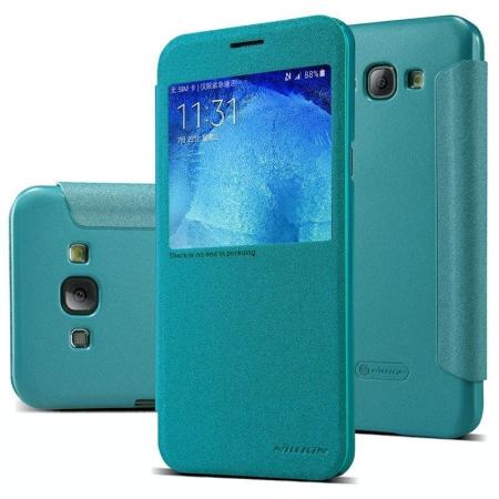 NILLKIN sparkle ฝาครอบหนังหนังเทียมสำหรับ Samsung Galaxy A8 2015 A800 A800F A8000 พร้อมชุดของขวัญ (สีฟ้า) -นานาชาติ