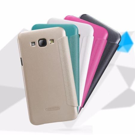 NILLKIN sparkle ฝาครอบหนังหนังเทียมสำหรับ Samsung Galaxy A8 2015 A800 A800F A8000 พร้อมชุดของขวัญ (สีฟ้า) -นานาชาติ