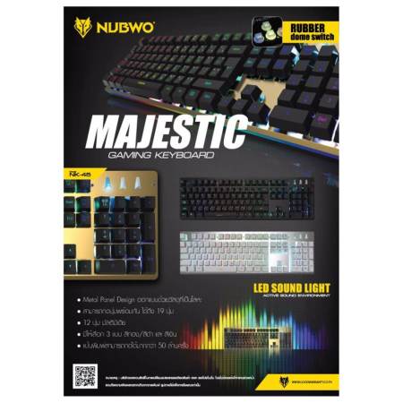 NUBWO MAJESTIC Semi Mechanical switch Gaming Keyboard รุ่น NK-45