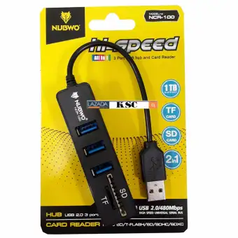 ราคา NUBWO รุ่น NCR-100 Card Reader USB HUB Micro SDXC SD TF super hi speed Gbps สุดยอดความเร็ว(สีดำ) pantip