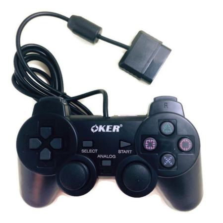 OKER 2set Gaming JoyStick for Playstation รุ่น PSII-709 จอยเกมส์ เพลย์ 2 แพ็คคู่ (สีดำ)