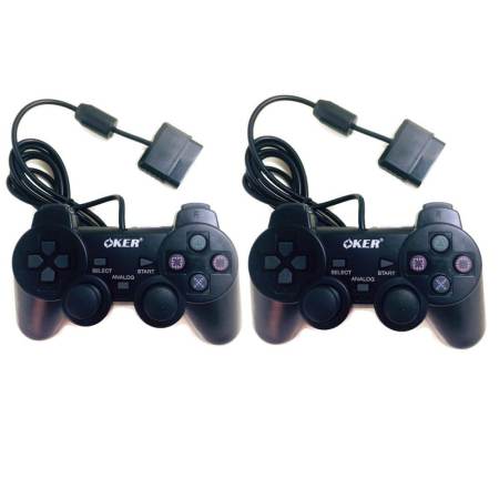 OKER 2set Gaming JoyStick for Playstation รุ่น PSII-709 จอยเกมส์ เพลย์ 2 แพ็คคู่  (สีดำ)