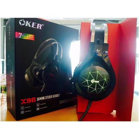 ใหม่เอี่ยม OKER หูฟังเกมมิ่ง Hi-Fi stereo headphone Gaming Headset รุ่น X96
(Black) 7 Color LED ข้อมูลจำเพราะ
