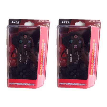  OKER JOY PSII Playstation2 จอยใช้กับเครื่องเพลย์ทู รุ่น 709 (สีดำ)Black 2ตัว 