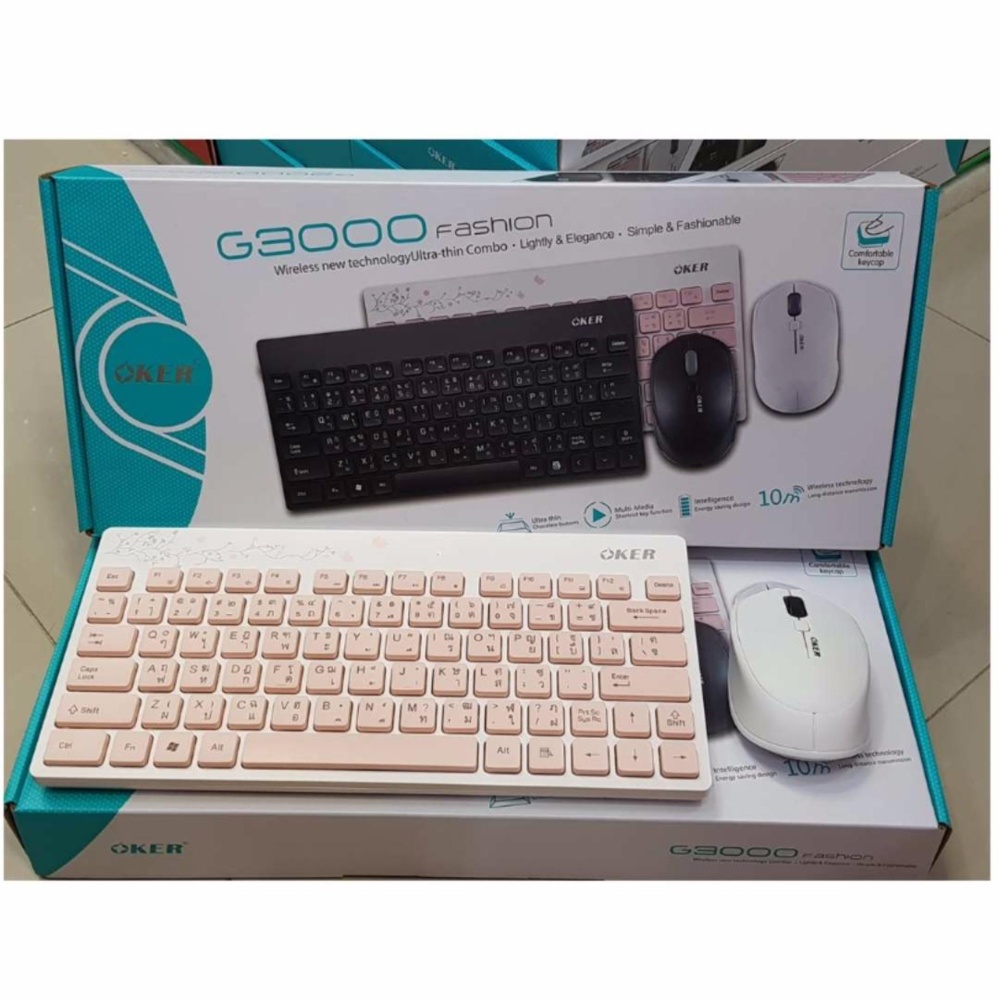 OKER Keyboard + Mouse Wireless Combo G3000 Pink