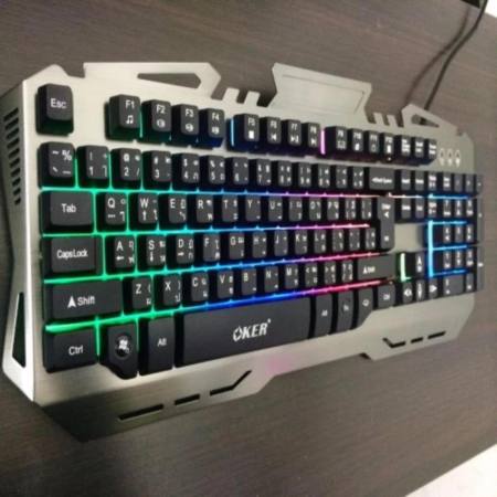 OKER คีย์บอร์ดเกมส์ OKER Magic Photon Semi Mechanical Gaming Keyboard รุ่น K86 (Black)(Black)  