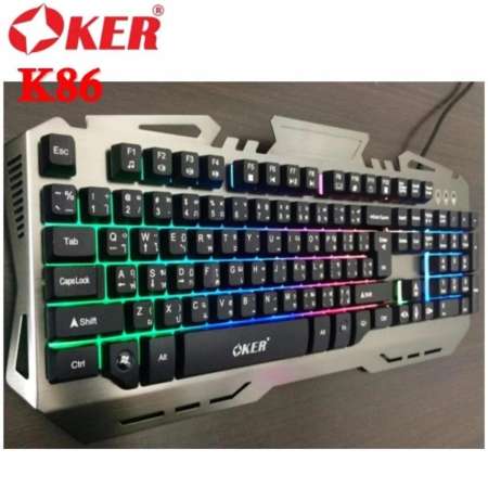 OKER คีย์บอร์ดเกมส์ OKER Magic Photon Semi Mechanical Gaming Keyboard รุ่น K86 (Black)(Black)  