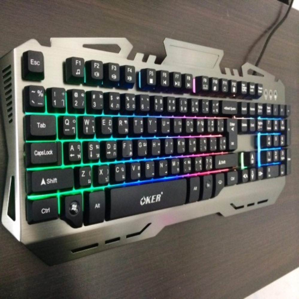OKER คีย์บอร์ดเกมส์ OKER Magic Photon Semi Mechanical Gaming Keyboard รุ่น K86 (Black)(Black)