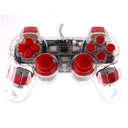 Oker จอยสำหรับเครื่อง Playstation2 JOY PSII รุ่น PSII-710 สีแดงไส