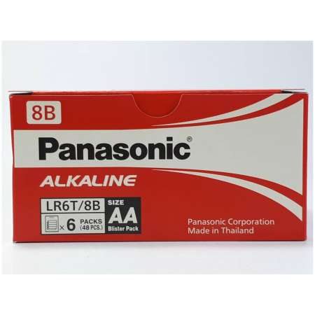 Panasonic Alkaline AA  แพ็ค 8 ก้อน จำนวน 6 แพ็ค (48 ก้อน)