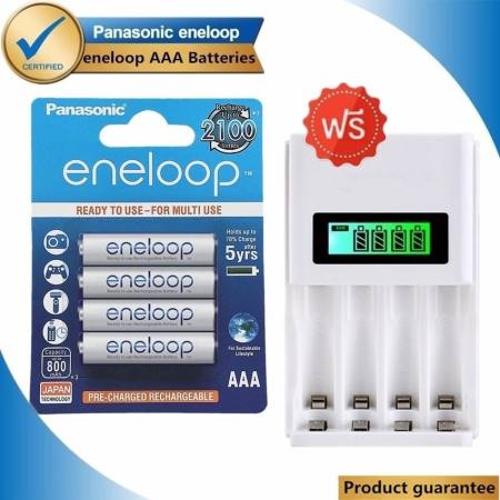 Panasonic Eneloop Rechargeable Battery ถ่านชาร์จ AAA 1 แพ็ค 4 ก้อน (White) แถมฟรี Quick LCD Charger