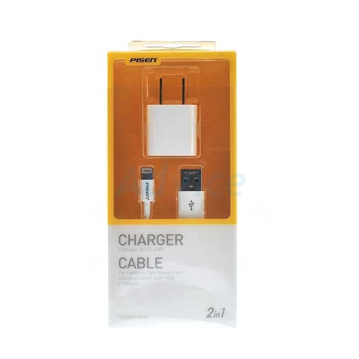 PISEN Adapter USB Charger + Lightning Cable (TS-C051+AL01-1000) สายชาร์จ White