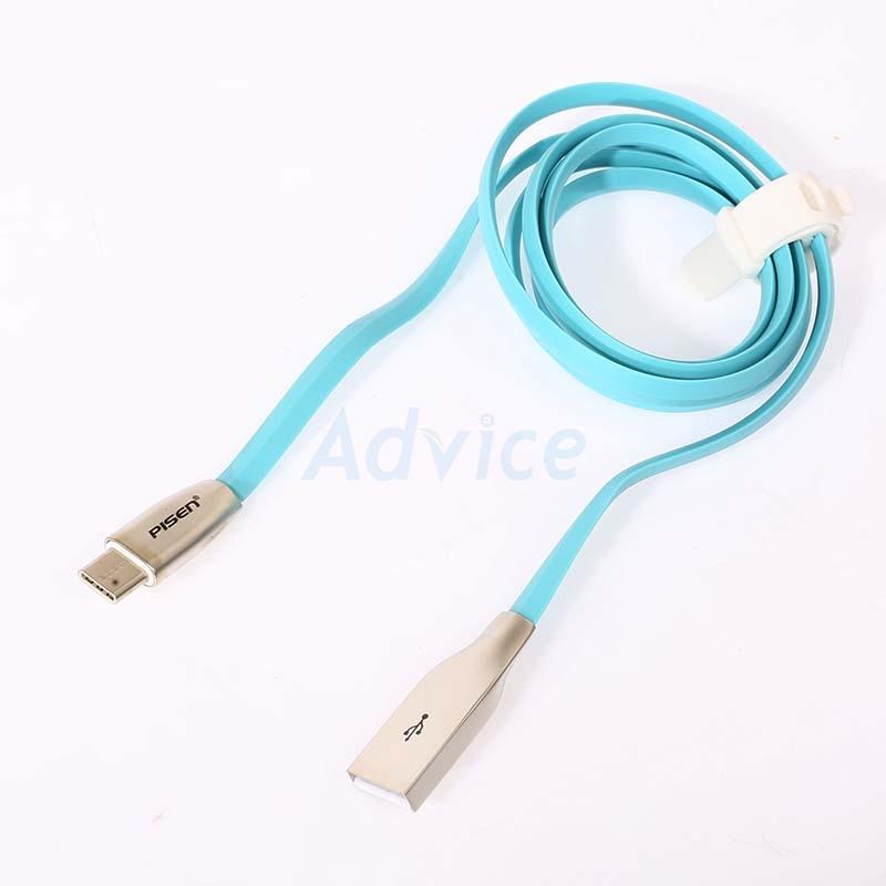 PISEN Cable USB 2.0 to Type-C (TC01-1000) สายชาร์จ Blue