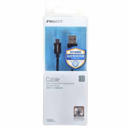 PISEN สายชาร์จ สายดาต้า micro USB สําหรับ Smartphone Tablet ทั่วไป ยาว 1.5m. (Black)