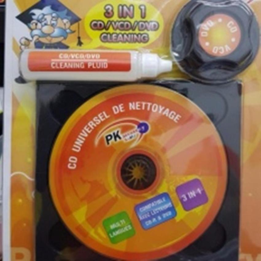  PK ACCESSORY แผ่นล้าง VCD/DVD ( 3 IN 1 ) CD LENS CLEANER แผ่นล้าง+น้ำยา+ผ้าถูแผ่น  