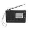 epayst Portable Mini FM Radio Receiver with Digital Alarm Clock Black