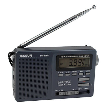 แบบพกพา TECSUN DR-920C FM MW SW 12 Band วิทยุนาฬิกาปลุกดิจิตอลนาฬิกา Sleep TIMER - INTL