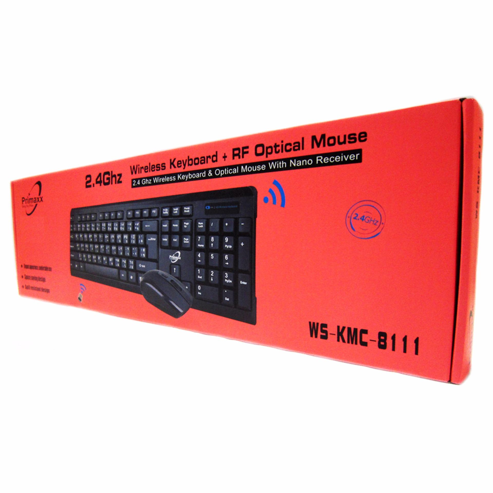 Primaxx WS-KMC-8111 ส่งKERRYประกันศูนย์ 1ปี Wireless Keyboard + RF Optical Mouse (ชุดคีย์บอร์ดพร้อมเม้าส์ไร้สายสีดำ)