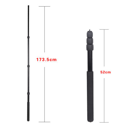 แบบพกพาขนาดกะทัดรัดแบบพกพาน้ำหนักเบามินิ 2in1 ไมโครโฟนซูมได้ BOOM POLE ไม้เซลฟี่ถ่ายรูปเบาะ Twist ล็อค 3 ส่วน Outdoorfree - INTL