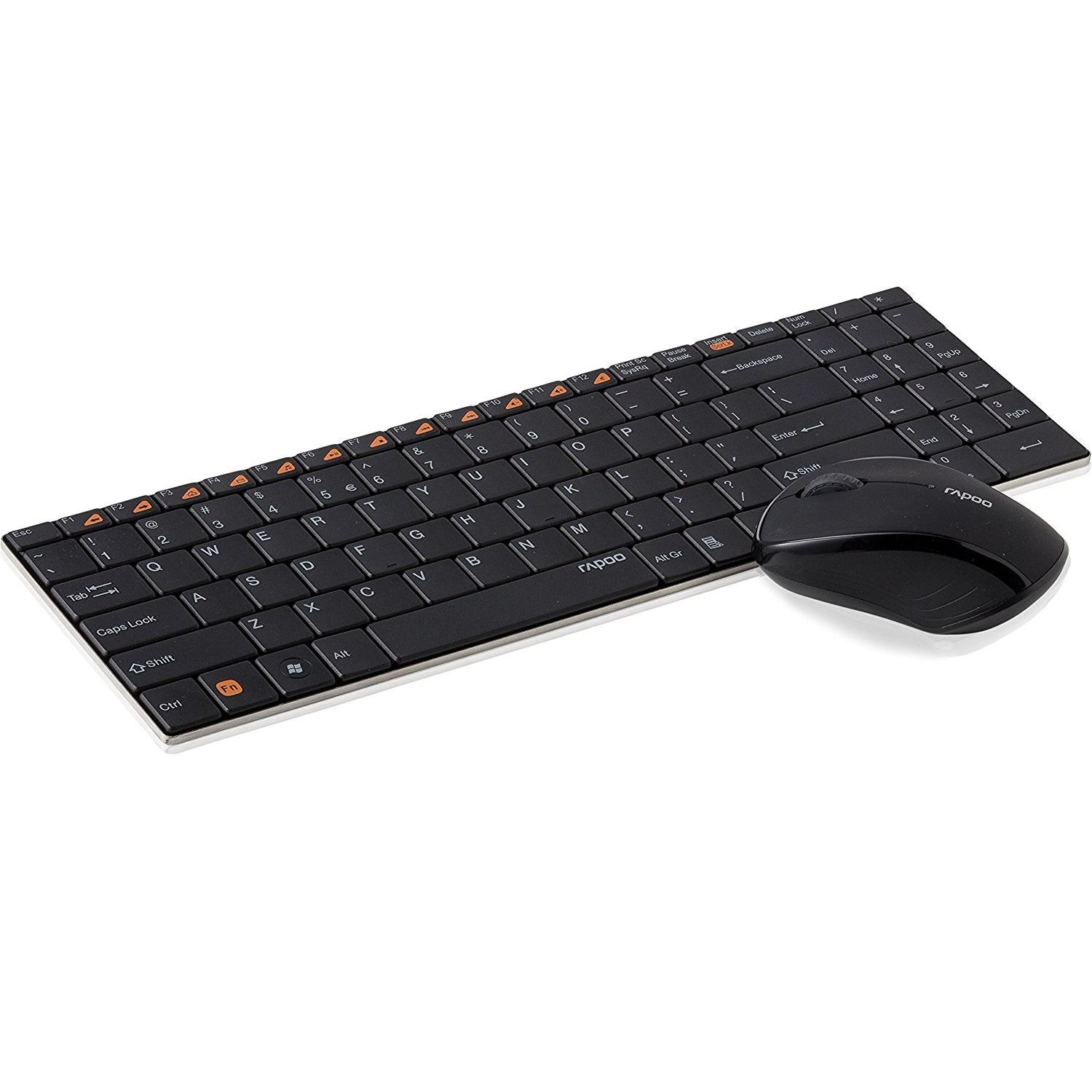Rapoo 9060 2.4GHz Wireless Ultra-slim Desktop Combo Set Black - ราพู ชุดคีย์บอร์ดแป้นบางเฉียบ + เม้าส์ ไร้สาย 2.4 Ghz ตัวรับสัญญาณขนาดจิ๋ว สีดำ - รับประกัน 2 ปี