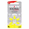 Rayovac ถ่านสำหรับเครื่องช่วยฟัง ถ่านเครื่องช่วยฟัง ถ่านหูฟังคนแก่ ขนาดA10/PR70 (แพ็คสุดคุ้ม 6 ก้อน) ถ่านอุปกรณ์ช่วยฟังนำเข้ามาตรฐานยุโรป Extra Advanced 1.45V Zinc Air Hearing Aid Battery (6 PCS)