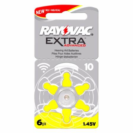 Rayovac ถ่านสำหรับเครื่องช่วยฟัง ถ่านเครื่องช่วยฟัง ถ่านหูฟังคนแก่ ขนาดA10/PR70 (แพ็คสุดคุ้ม 6 ก้อน) ถ่านอุปกรณ์ช่วยฟังนำเข้ามาตรฐานยุโรป Extra Advanced 1.45V Zinc Air Hearing Aid Battery (6 PCS)