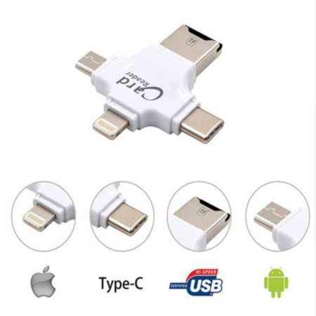 iDragon การ์ดรีดเดอร์ 4 in1 OTG card reader,TF, Lightning 8-pin, Micro USB, Type-C Smart Card Reader with Micro USB Charge port iphone5s 6s iphone7 7plus note8 s8 s8plus mate9 pro mate10 p9 p10 p10 plus