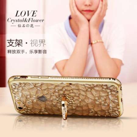 st Phone เคสนิ่มแหวนเพชรตั้งได้ iPhone 7Plus สีทอง