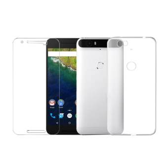 หน้าจอกระจกเทมเปอร์ + Ultra Thin ด้านหลังนุ่ม TPU เคสโทรศัพท์สำหรับ Huawei Google Nexus 6 จุด - INTL