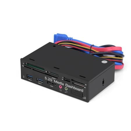 SHANYU 5.25 นิ้ว PC Multifunction แดชบอร์ดสื่อ USB3.0 E - SATA เสียง SIM/สมาร์ทเครื่องอ่านบัตรหลาย - INTL