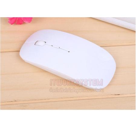 Slim Mouse Wireless 2.4Ghz (White) เมาส์ไร้สายแบบบาง(สีขาว) พร้อมแผ่นรองเมาส์ 1 ชิ้น