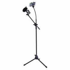 Di shop ขาตั้งไมโครโฟน แบบตั้งพื้น( ไม่รวมไมค์) และ ขาตั้ง SmartPhone ขาตั้งมือถือ 2 in 1 Microphone Tripod Stands ขาตั้งไมค์คาราโอเกะ karaoke Stands, SmartPhone Holder, Microphone Holder  