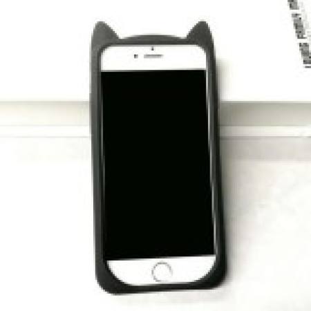 ซองใส่ซิลิโคนอ่อน 3D แมวดำน่ารักหูเคราปกคลุมกรณีโทรศัพท์สำหรับ iPhone 6/6 วินาที - นานาชาติ