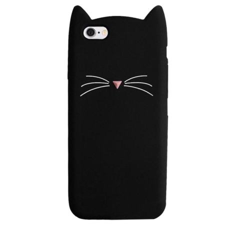 ซองใส่ซิลิโคนอ่อน 3D แมวดำน่ารักหูเคราปกคลุมกรณีโทรศัพท์สำหรับ iPhone 6/6 วินาที - นานาชาติ