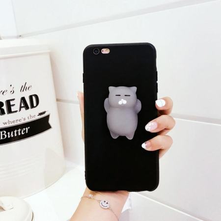 Squishy 3D หยิก Poke ซิลิโคนแมว Squishy สำหรับ iPhone 5/5 วินาที - นานาชาติ