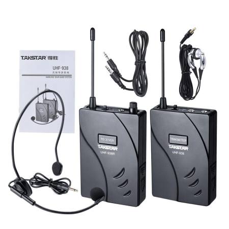 TAKSTAR UHF-938 Upgraded Version Wireless Acoustic Tour Guide Transmission System (Transmitter + Receiver) 50m Effective Range 432.5-433.5/ 433-434MHZ with Microphone Earphone - intl