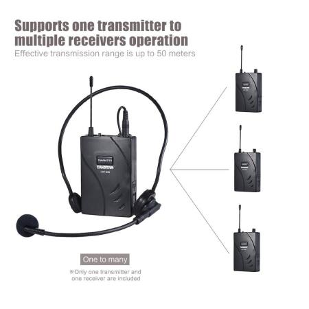 TAKSTAR UHF-938 Upgraded Version Wireless Acoustic Tour Guide Transmission System (Transmitter + Receiver) 50m Effective Range 432.5-433.5/ 433-434MHZ with Microphone Earphone - intl