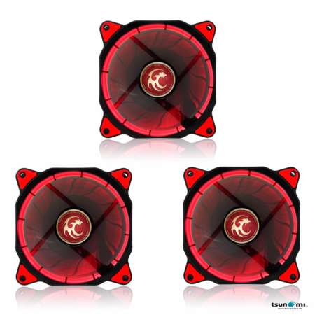 (ลดล้างสต๊อก!!!!) Tsunami Air Series AL-120 LED Halo Light Edition Fan REDX3